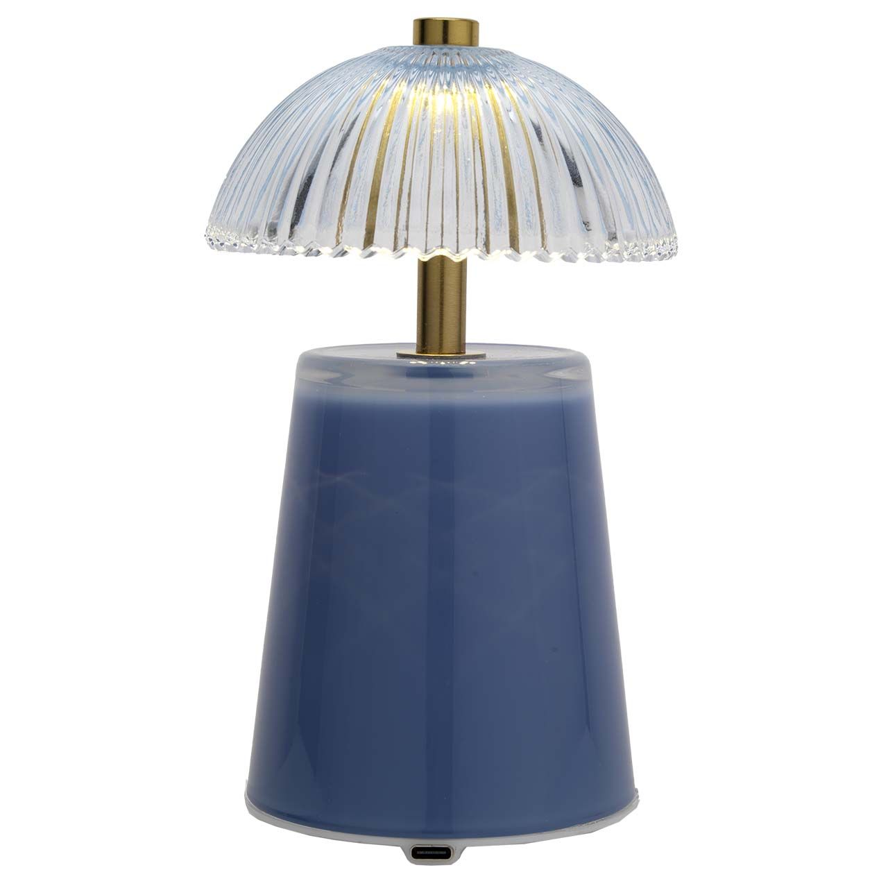 LAMPADA IN VETRO H.19 CON RICARICA USB - BLU